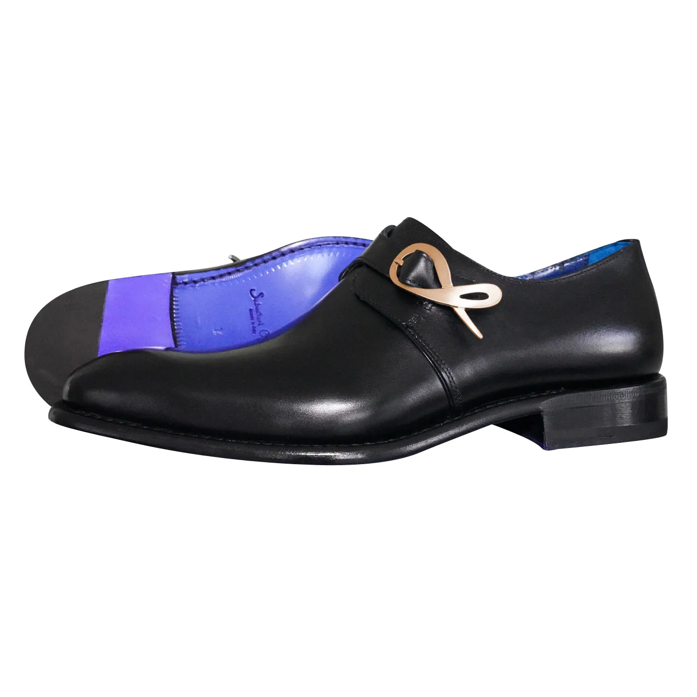 Nero Opal With Yellow Gold Hardware Monk Strap