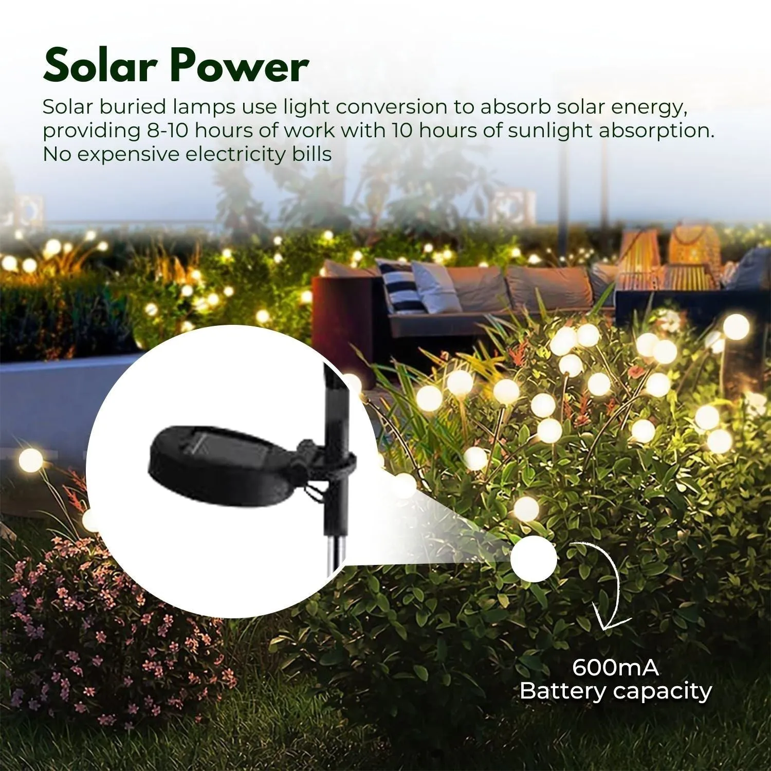 NOVEDEN 3 Pieces Solar Powered Firefly Lights (Warm)