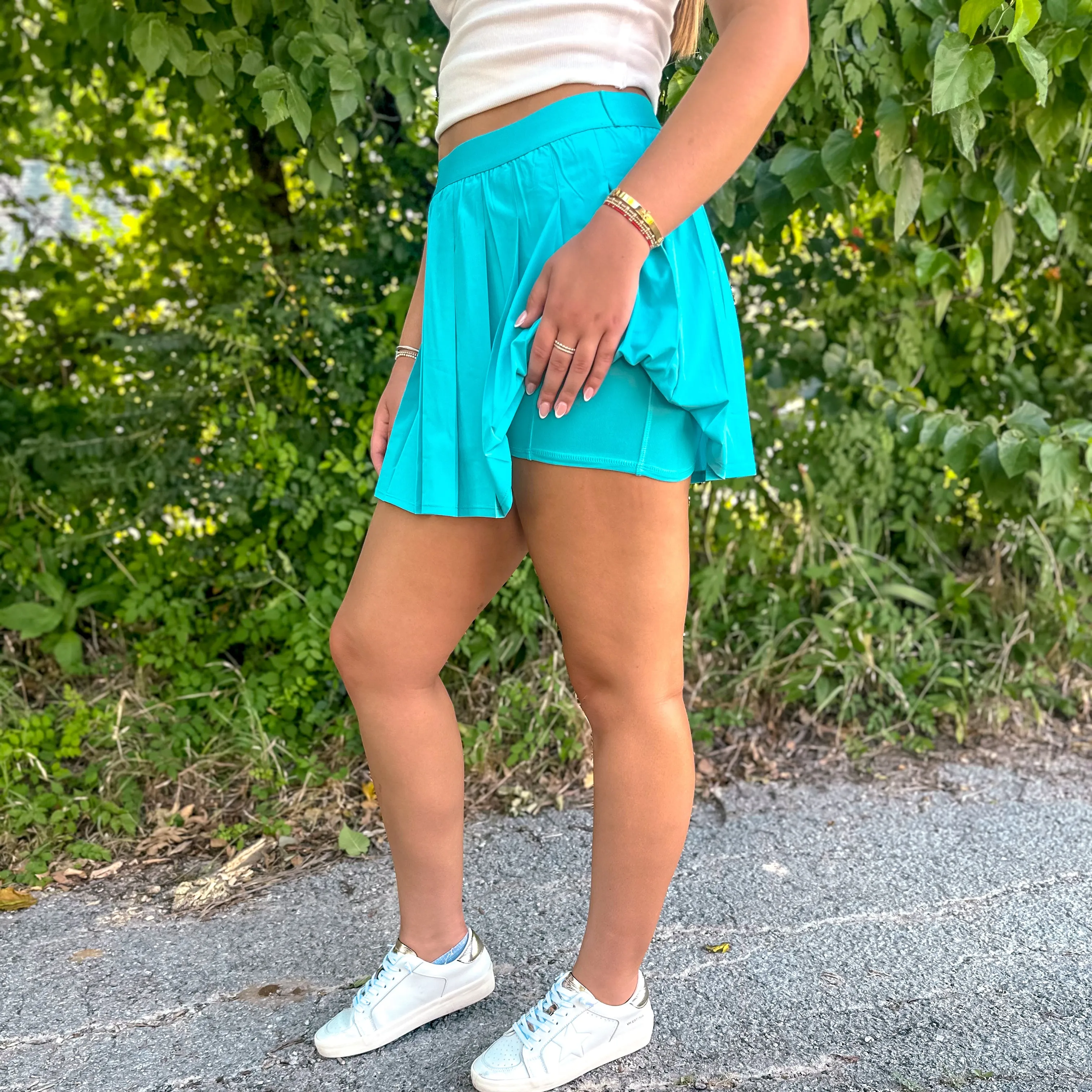 On The Go Pleated Tennis Skort - Highlight Blue