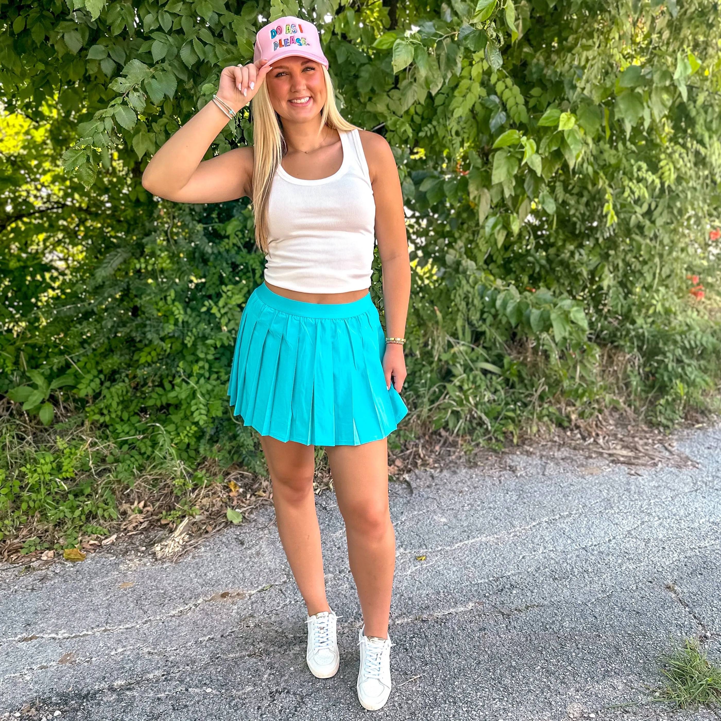 On The Go Pleated Tennis Skort - Highlight Blue