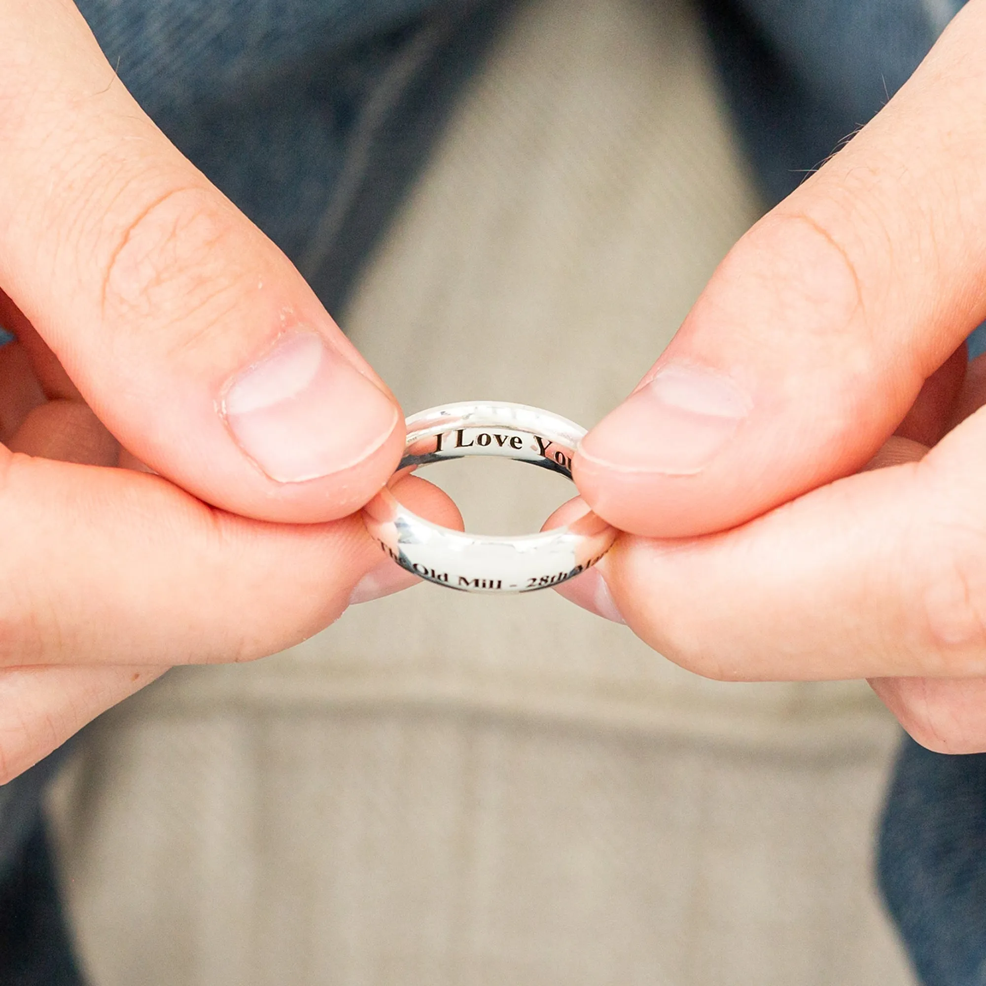 Personalised Message 6mm Wide Silver Ring