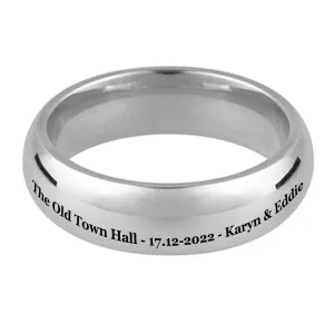 Personalised Message 6mm Wide Silver Ring