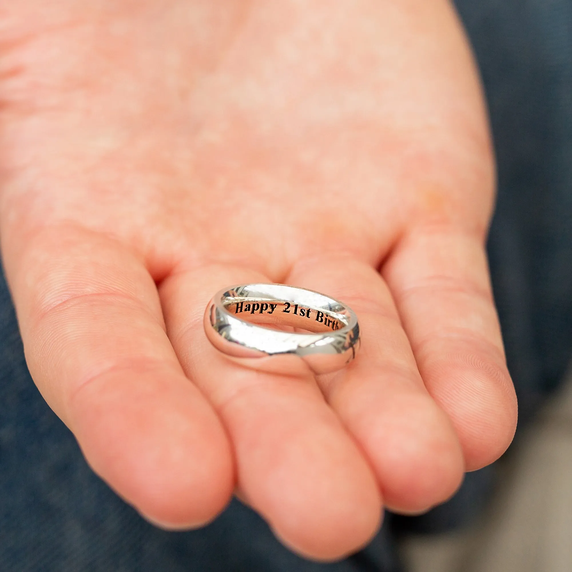 Personalised Message 6mm Wide Silver Ring