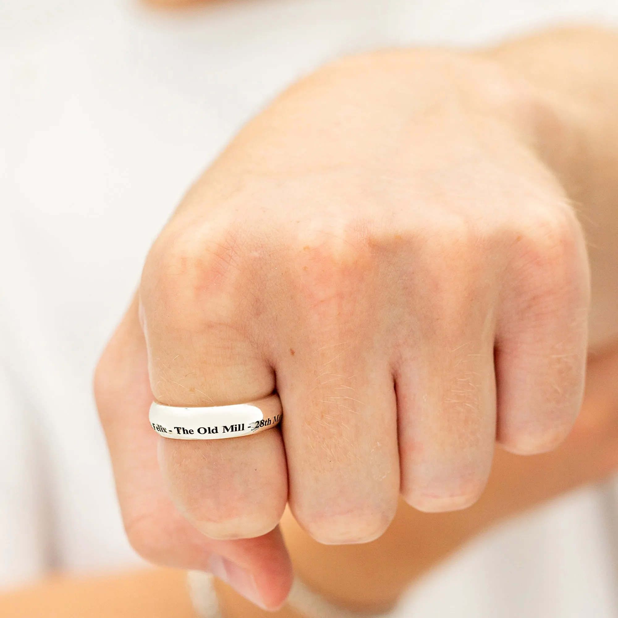 Personalised Message 6mm Wide Silver Ring