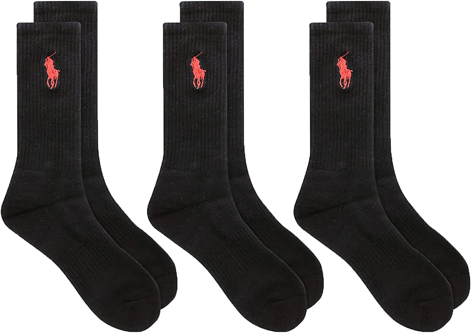 Polo Ralph Lauren Men's 3-Pack Embroided Big Pony Sport Crew Socks