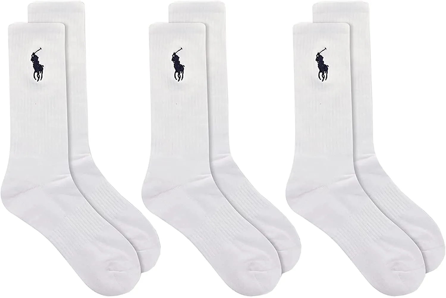 Polo Ralph Lauren Men's 3-Pack Embroided Big Pony Sport Crew Socks