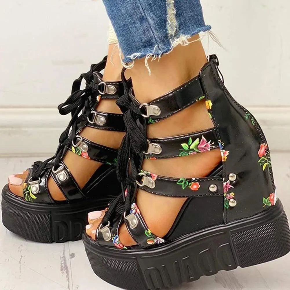 Print Leisure Wedges Women's Shoes