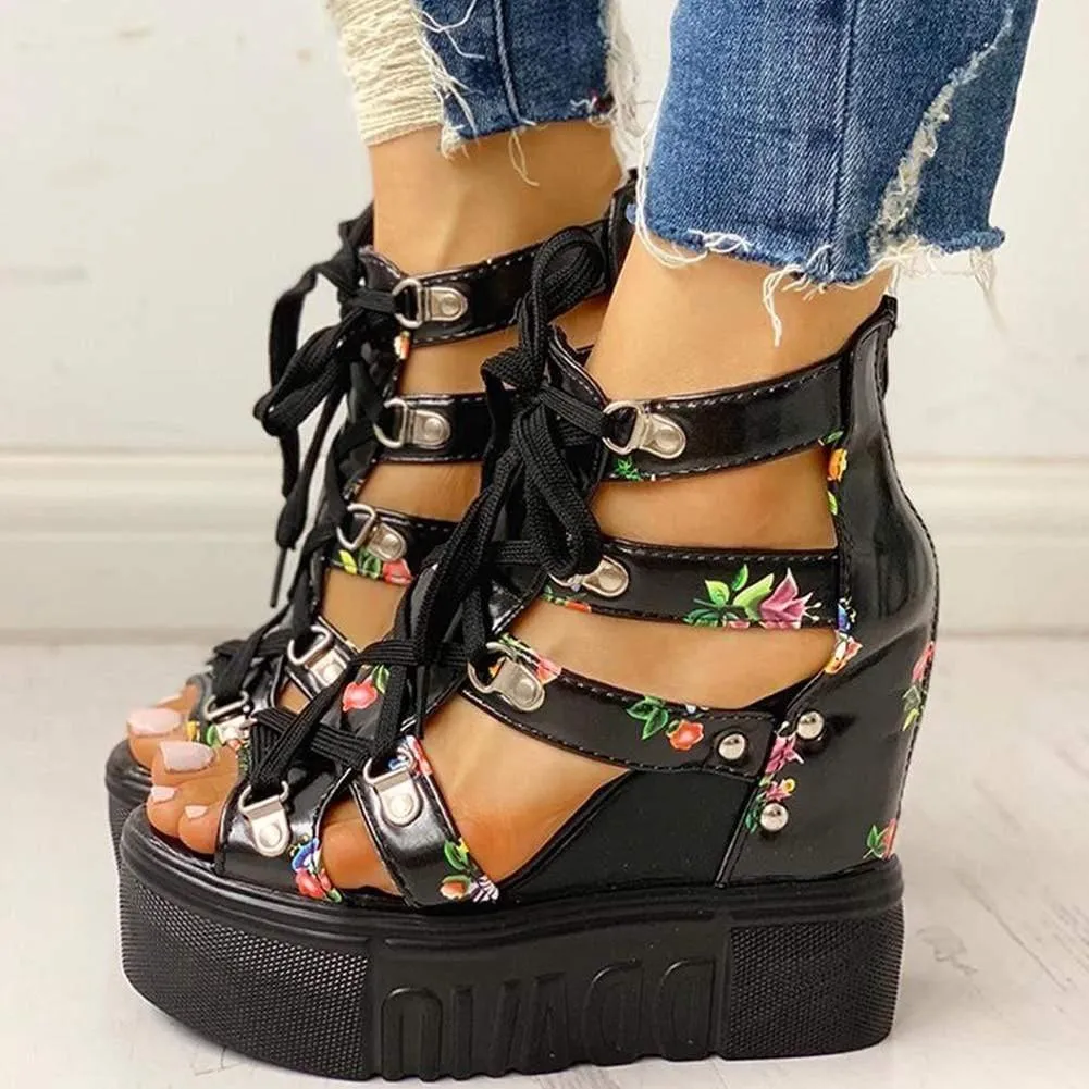 Print Leisure Wedges Women's Shoes