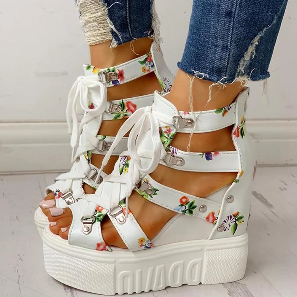 Print Leisure Wedges Women's Shoes