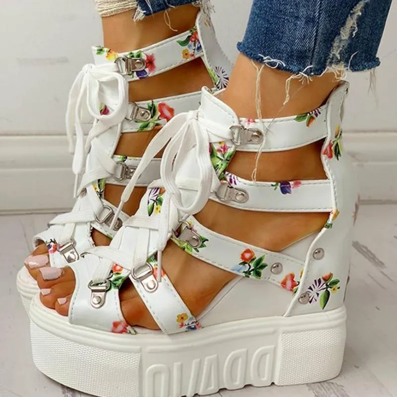 Print Leisure Wedges Women's Shoes