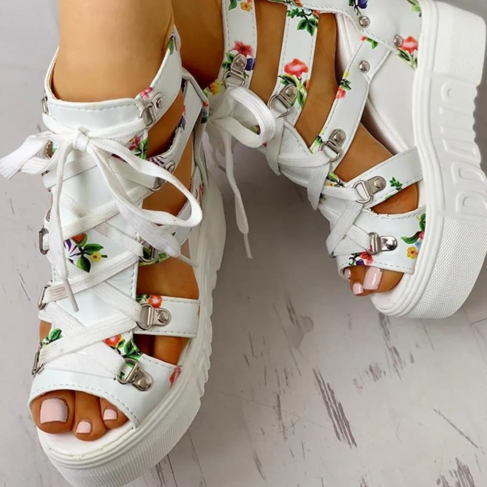 Print Leisure Wedges Women's Shoes