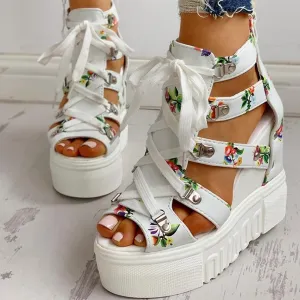 Print Leisure Wedges Women's Shoes