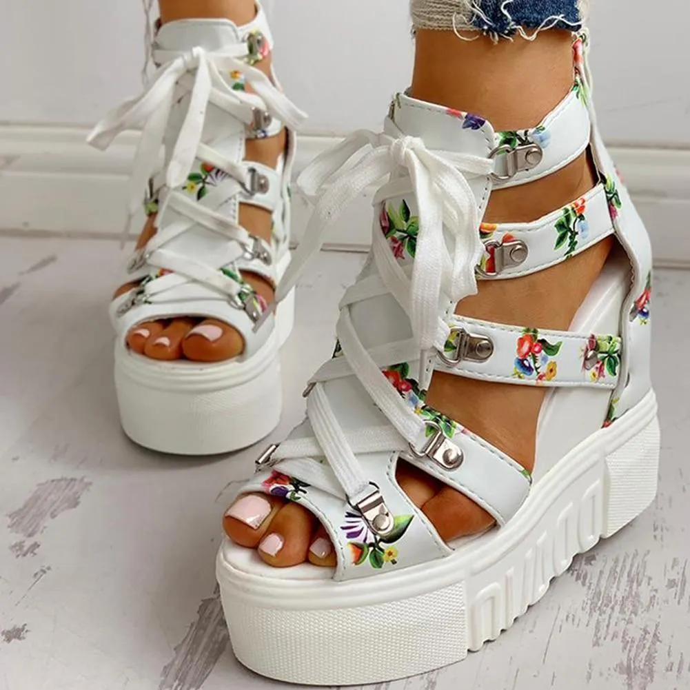 Print Leisure Wedges Women's Shoes