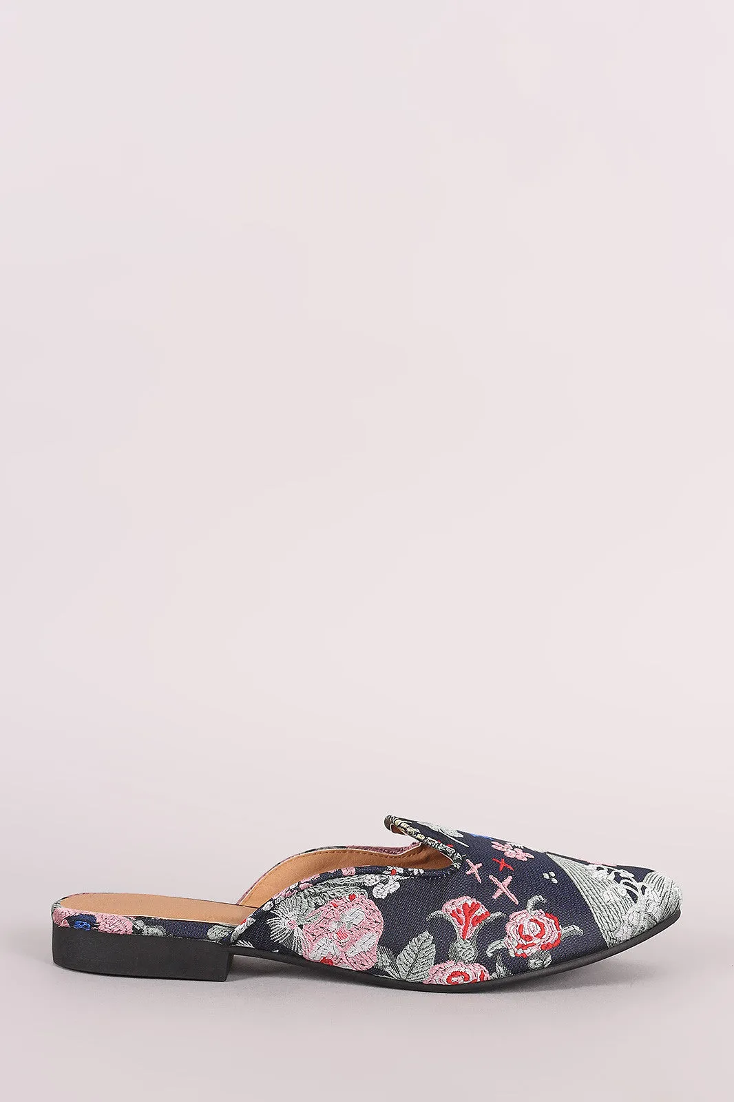 Qupid Floral Brocade Slip-On Loafer Flat