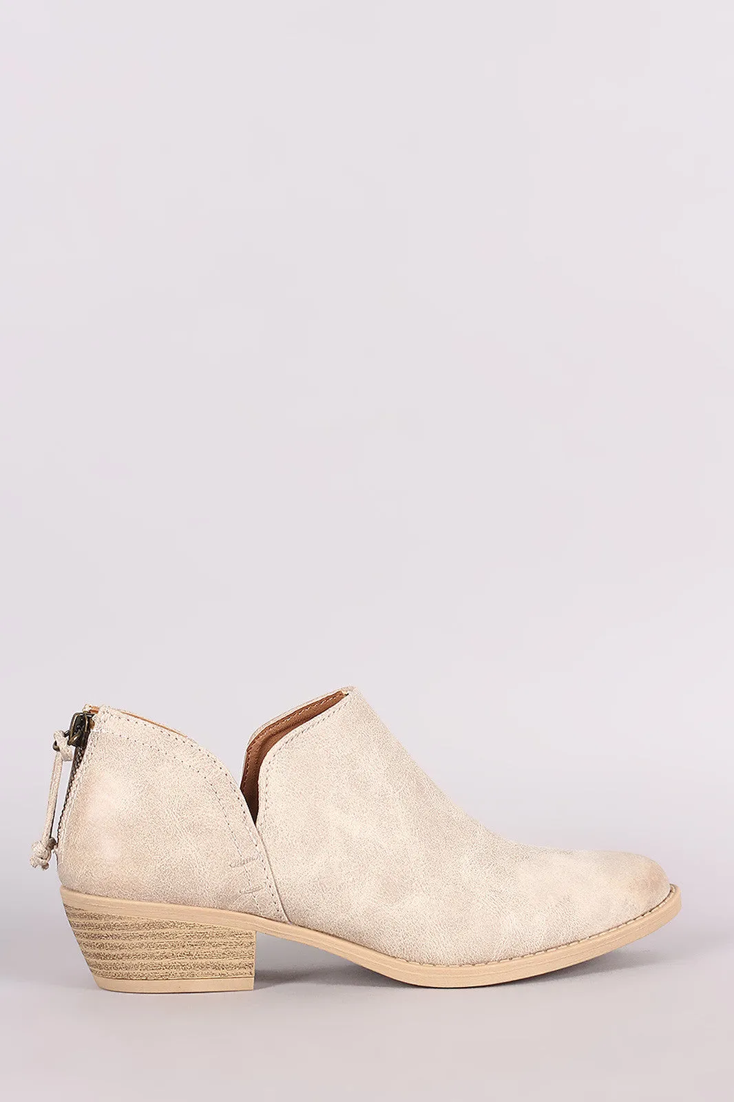 Qupid Slit Stacked Heel Booties