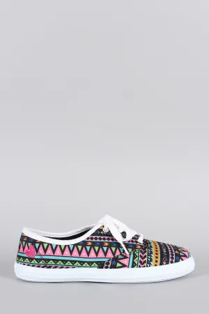 Qupid Tribal Round Toe Lace Up Sneaker