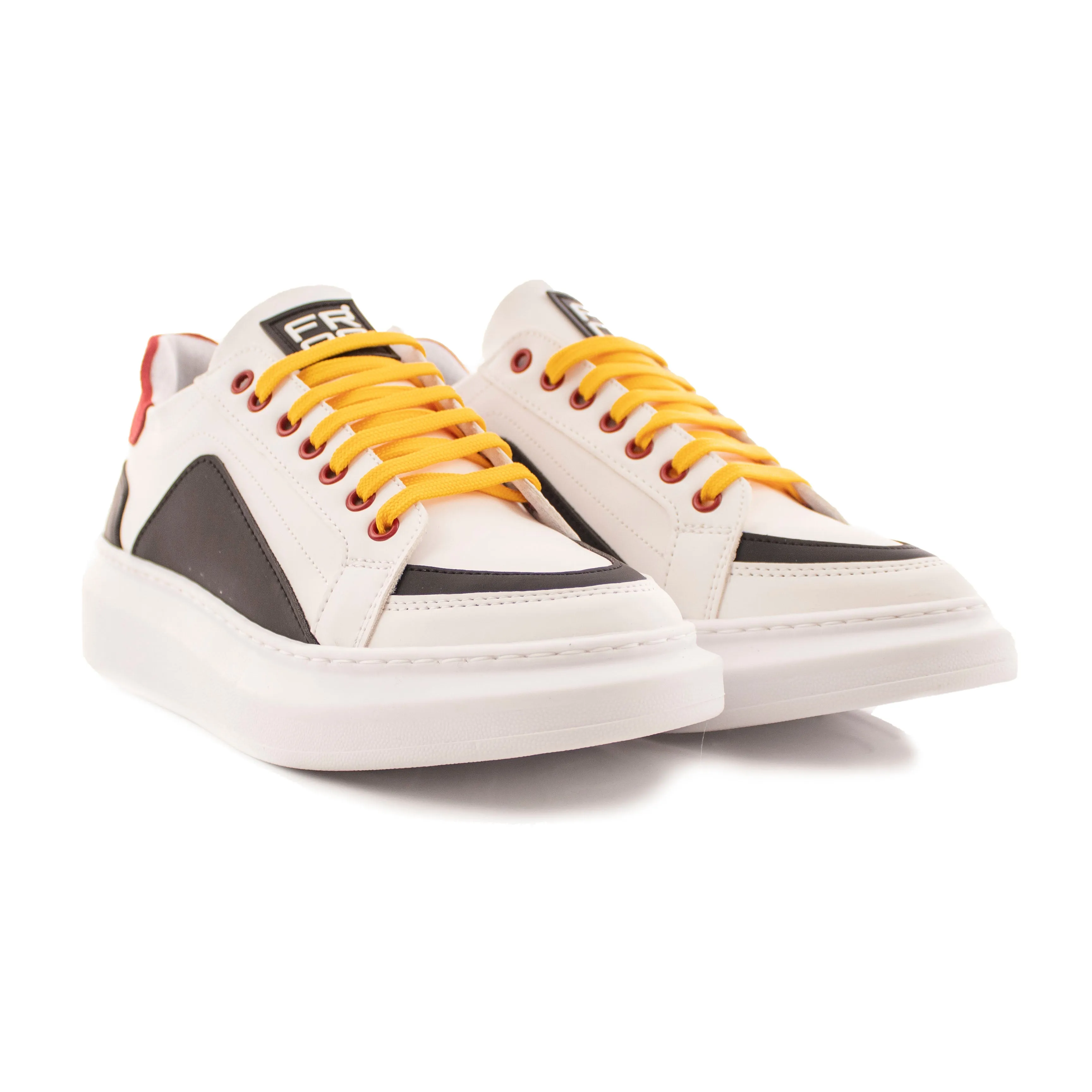 Scarpe Sneakers Uomo Basse Bicolore In Pelle Multicolore Fr09