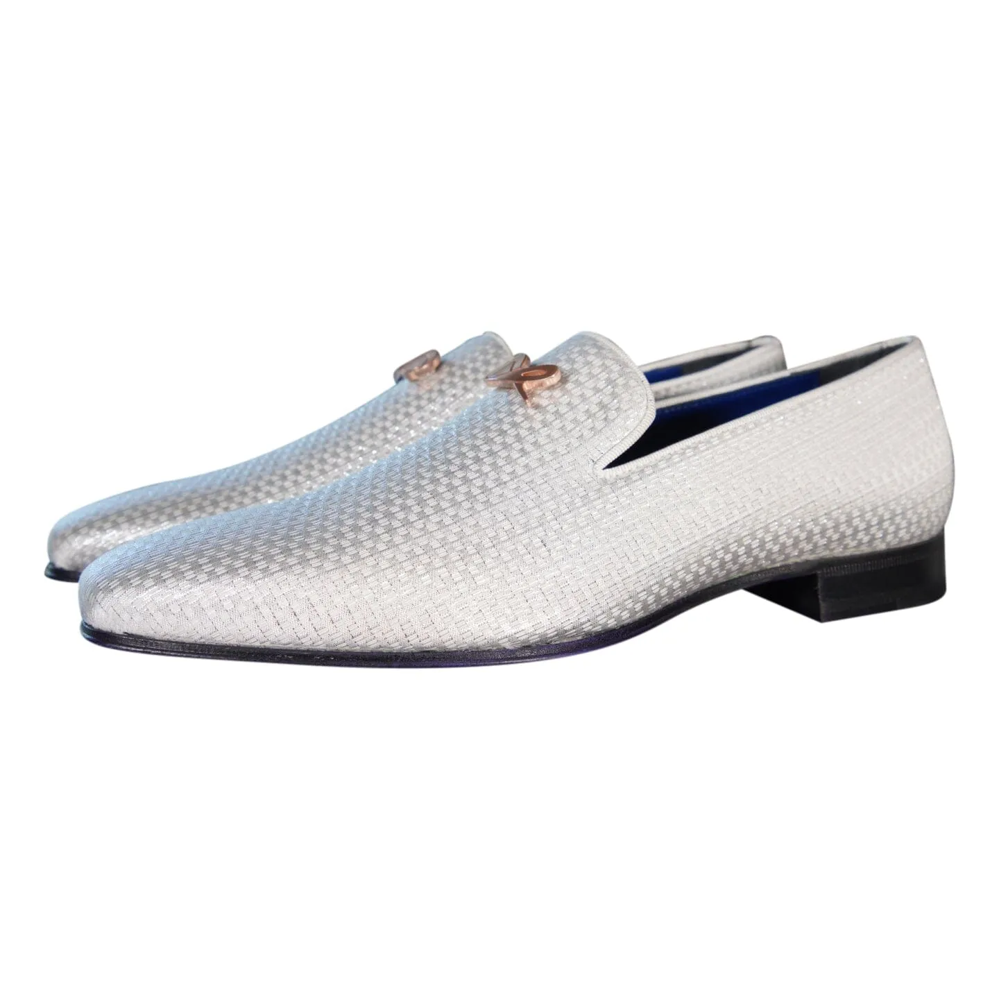 Silver Diamante With Rose Gold Hardware Loafer