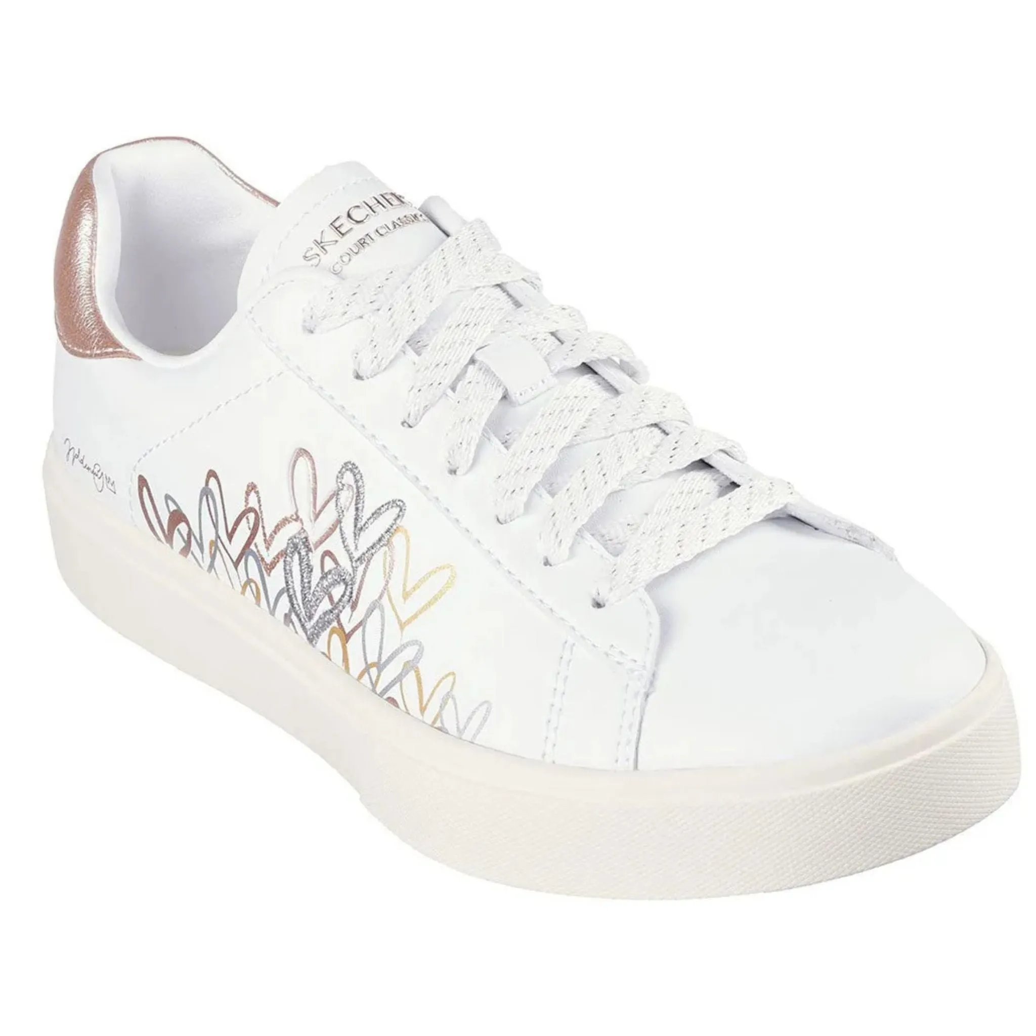 Skechers Women's 185129 Eden LX- Gleaming Hearts White Multi Casual Shoes