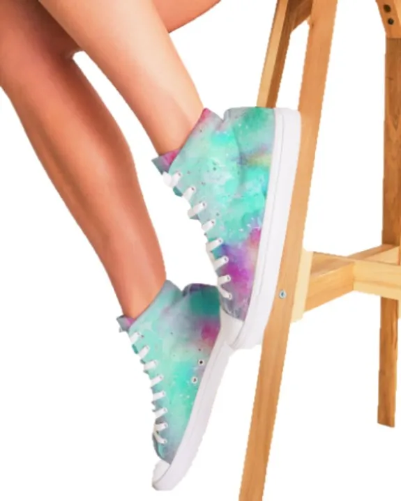 Sneakers for Girls-Unique Tie Dye Design. Hitops Keds for Women. WickedYo