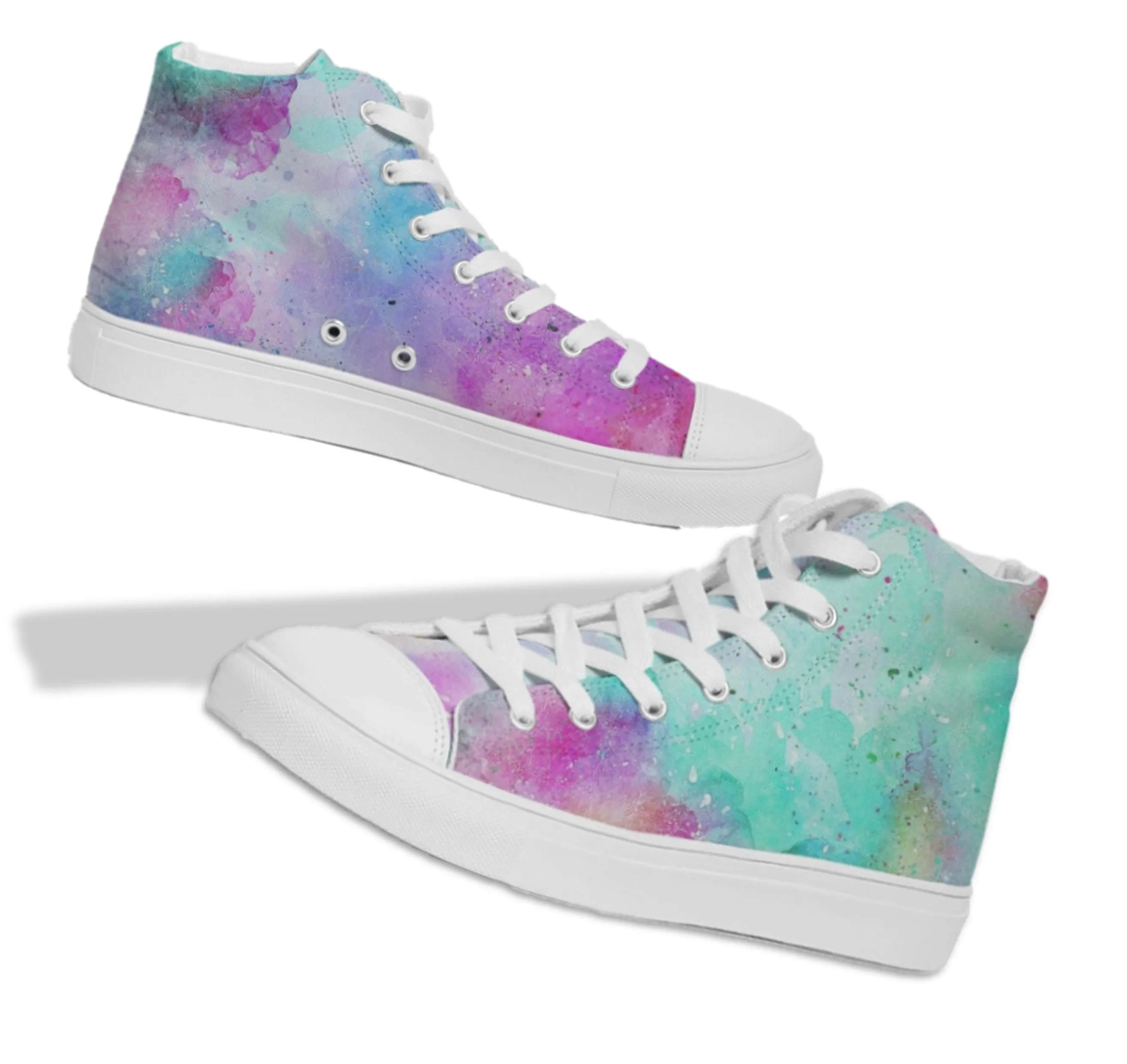 Sneakers for Girls-Unique Tie Dye Design. Hitops Keds for Women. WickedYo