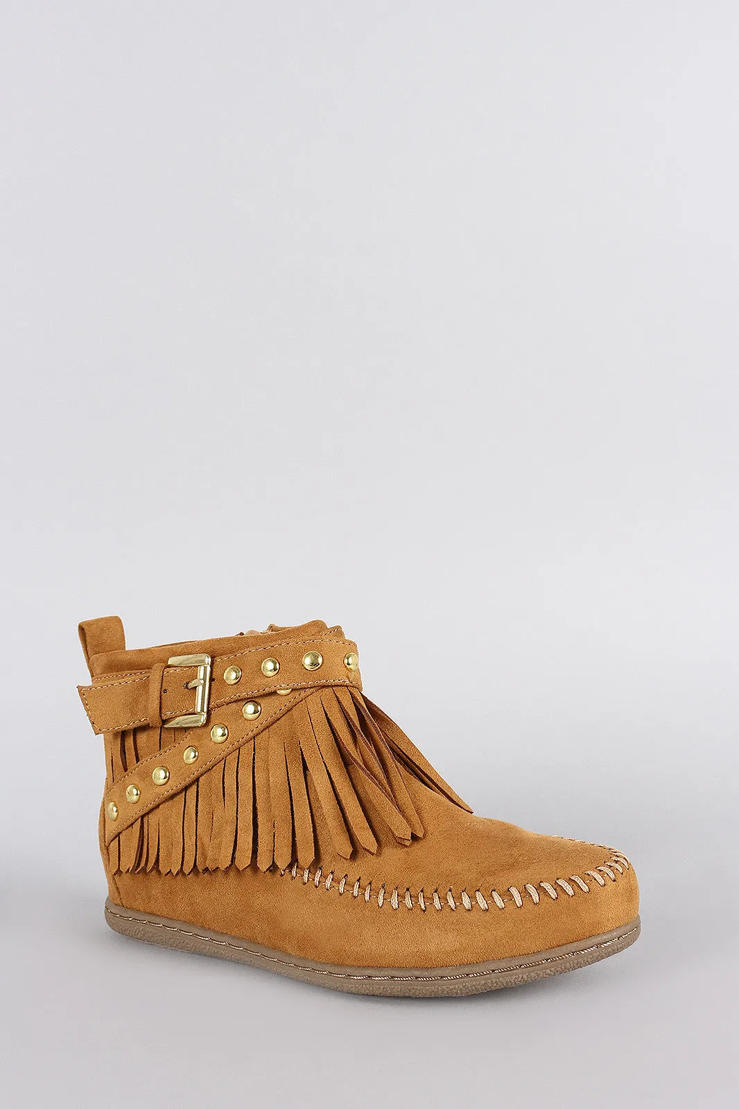 Soda Fringe Cuff Western Moccasin Booties