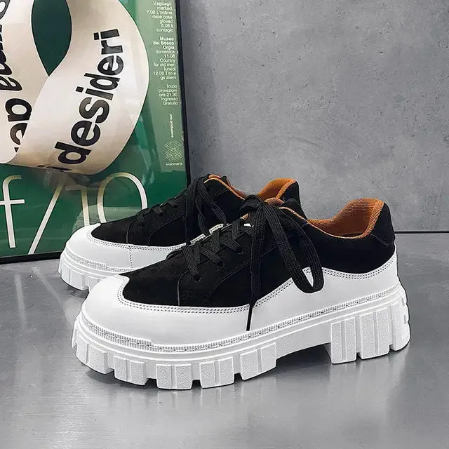 Solid Suede Chunky Sole Design Sneakers