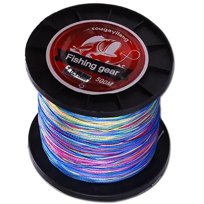 Sougayilang 500M Super Strong 12-72LB 4 Strands Multifilament PE Material Braided Wire Fishing Line Multi Color Line Tackle