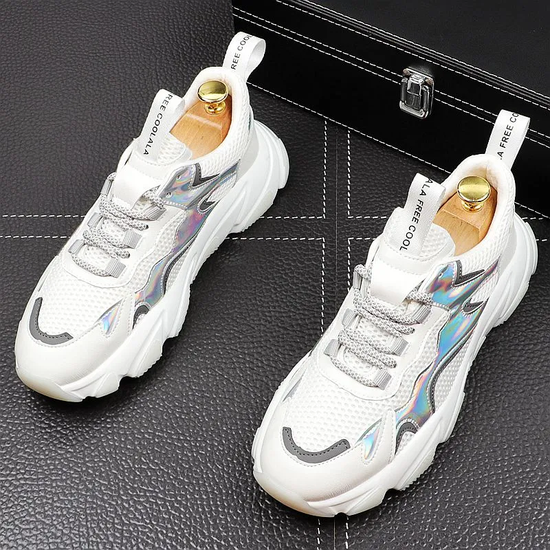 Sporty Chunky Sneakers with Metallic Side and Thick Bottom