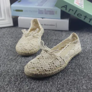 Spring Summer Lace Linen Leisure Women's Casual Shoes