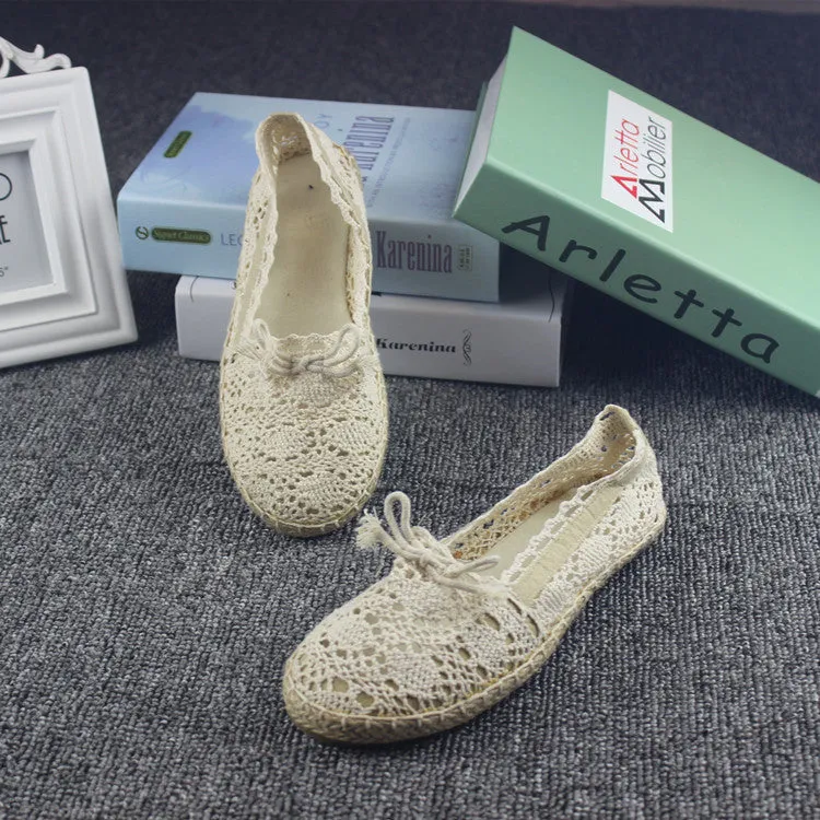 Spring Summer Lace Linen Leisure Women's Casual Shoes