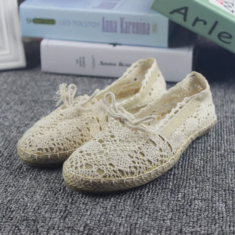 Spring Summer Lace Linen Leisure Women's Casual Shoes