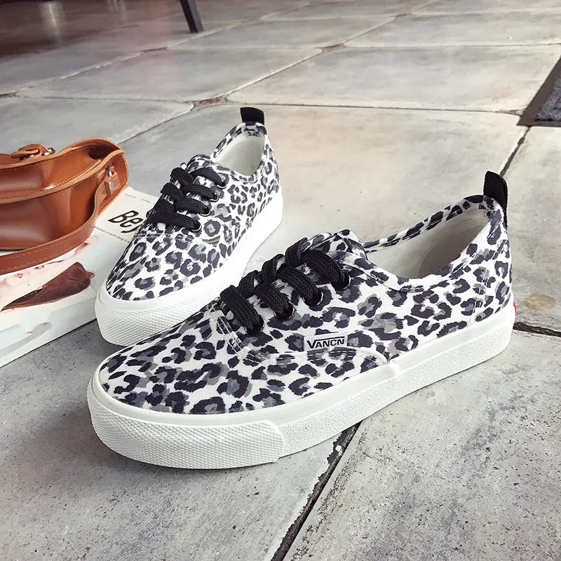 Style Leopard Print With Female Soft Canvas Shoes