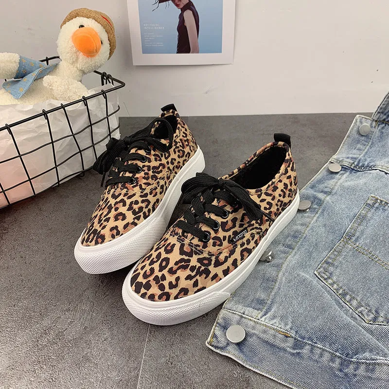 Style Leopard Print With Female Soft Canvas Shoes