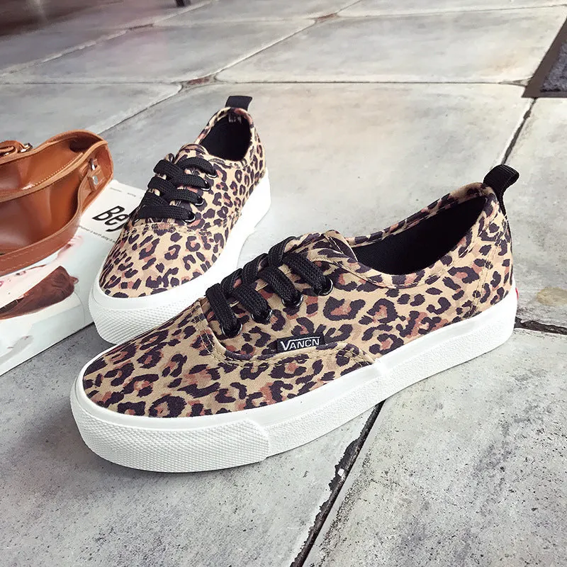 Style Leopard Print With Female Soft Canvas Shoes