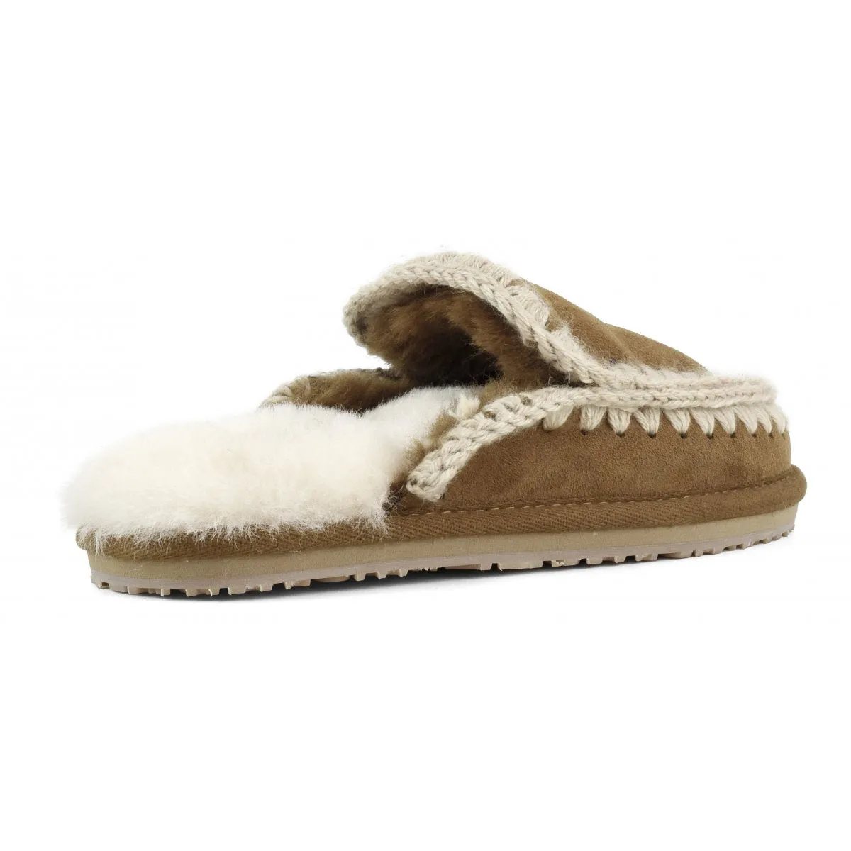 Suede Slipper Full Eskimo Stitch in Cognac