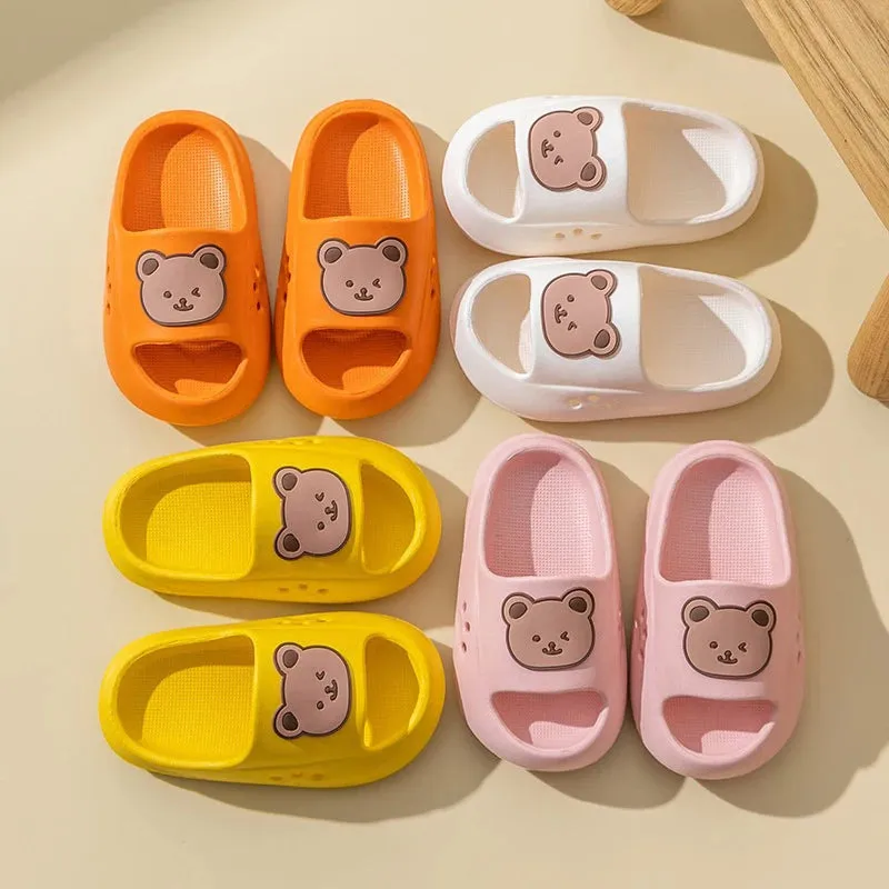 Summer Kids Slippers Cartoon Bear Home Shoes For Boy Girls Soft Eva Flat Heel Slippers Children Beach