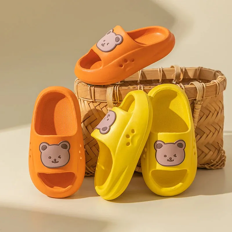 Summer Kids Slippers Cartoon Bear Home Shoes For Boy Girls Soft Eva Flat Heel Slippers Children Beach