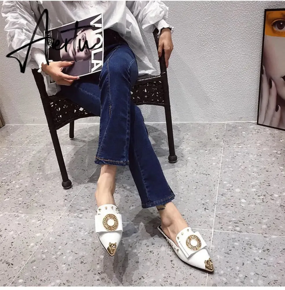 Summer Slippers for Women Luxury Shoes Mule Slippers Slip-on Loafer Slide Ladies Falts Pointed Toe Designer Shoes Fashion Pumps