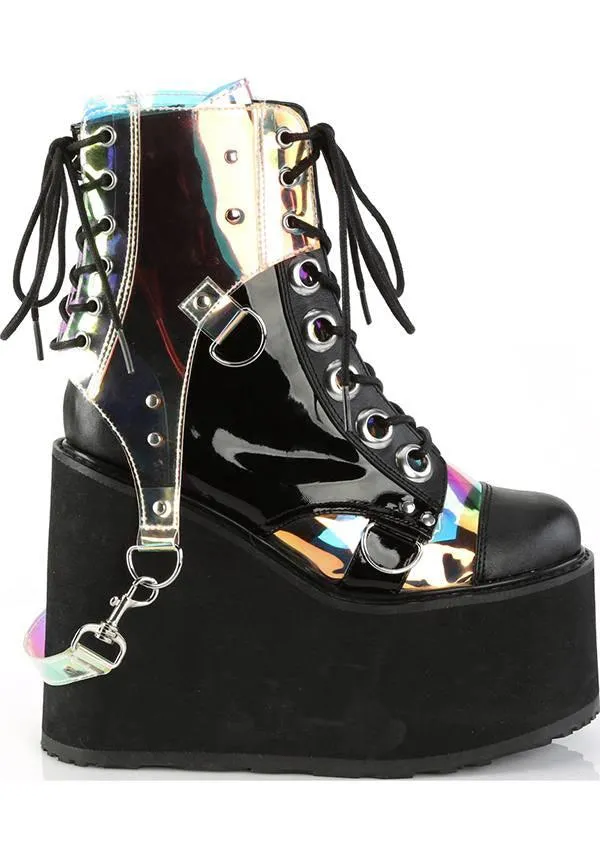 SWING-115 [Black/ Clear Hologram] | PLATFORM BOOTS [PREORDER]