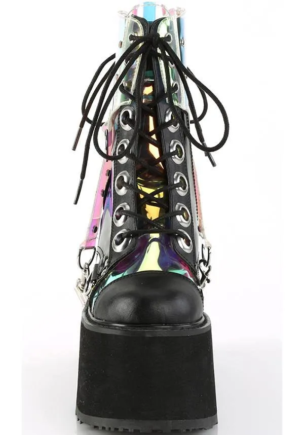 SWING-115 [Black/ Clear Hologram] | PLATFORM BOOTS [PREORDER]