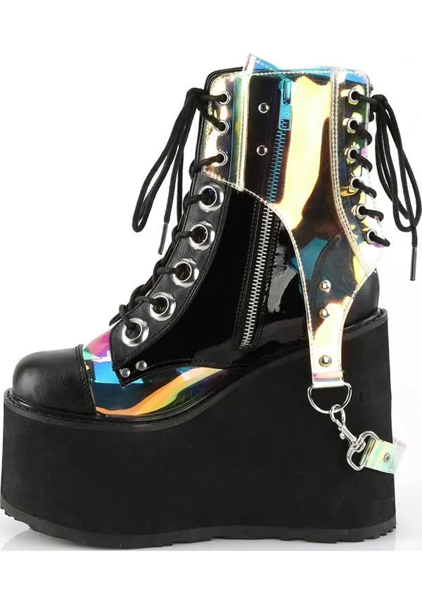 SWING-115 [Black/ Clear Hologram] | PLATFORM BOOTS [PREORDER]