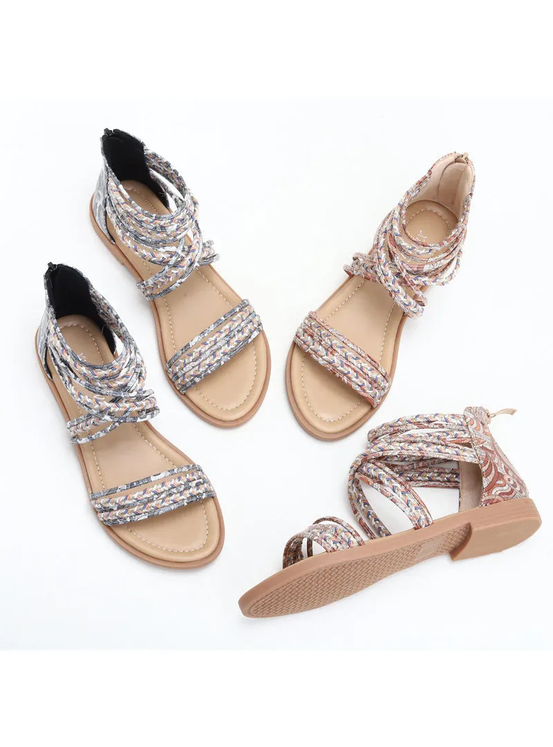 Uniwim Summer beach by the seaside sandals Flat-bottomed Cross-band Bohemian Beach Sandals