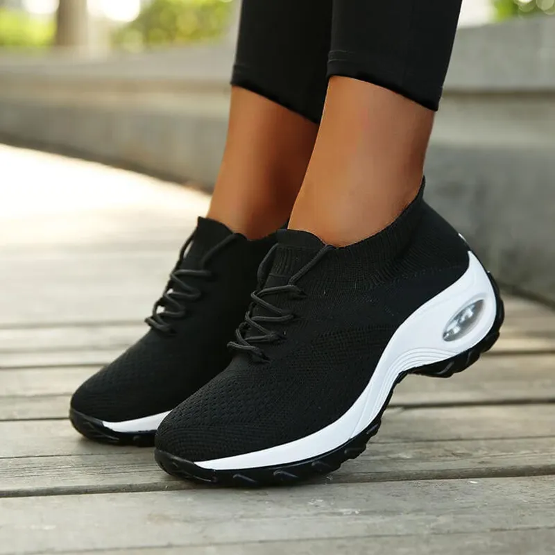 Vanccy Lace Up Walking Running Shoes Platform Sneakers