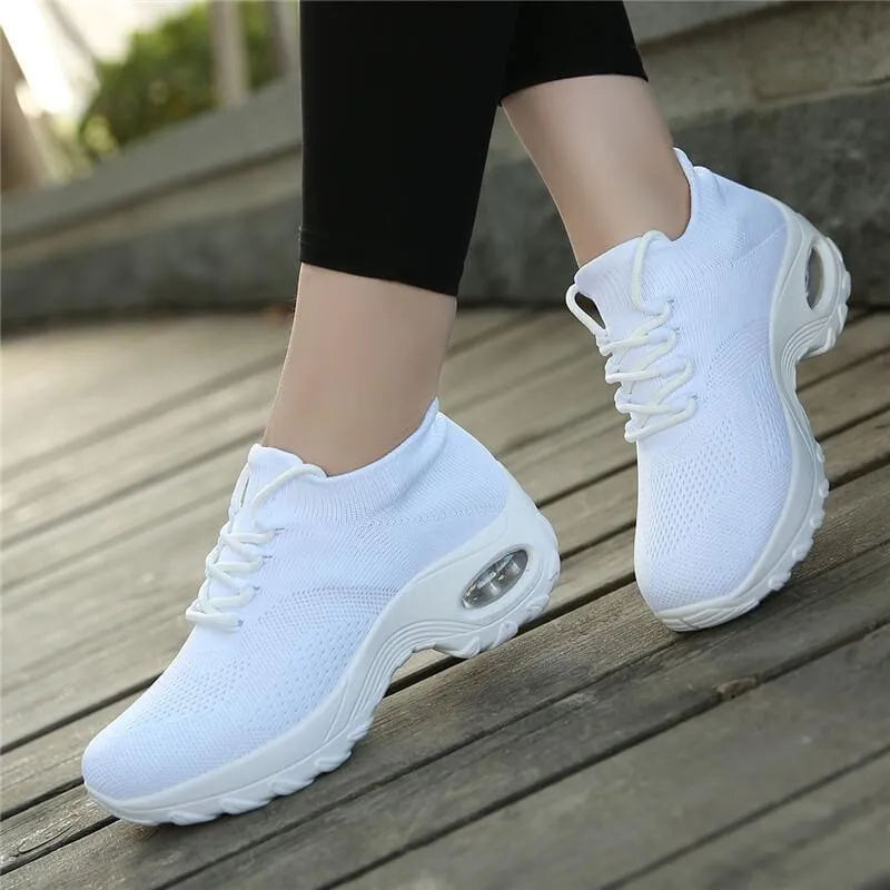 Vanccy Lace Up Walking Running Shoes Platform Sneakers