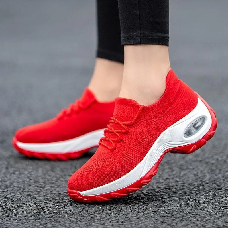 Vanccy Lace Up Walking Running Shoes Platform Sneakers