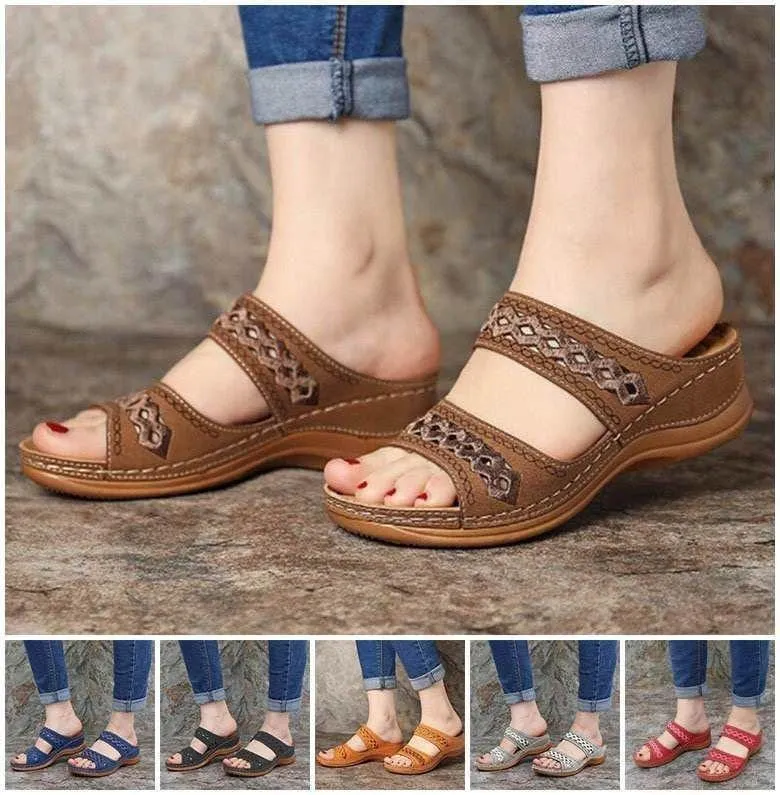 Vanccy Premium Faux Leather Embroidery Women Sandals