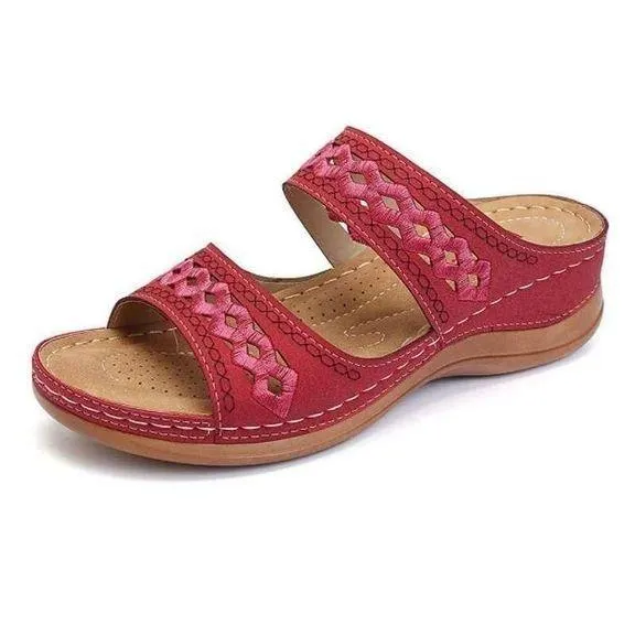 Vanccy Premium Faux Leather Embroidery Women Sandals