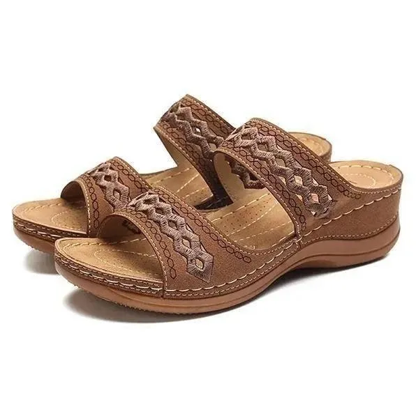 Vanccy Premium Faux Leather Embroidery Women Sandals