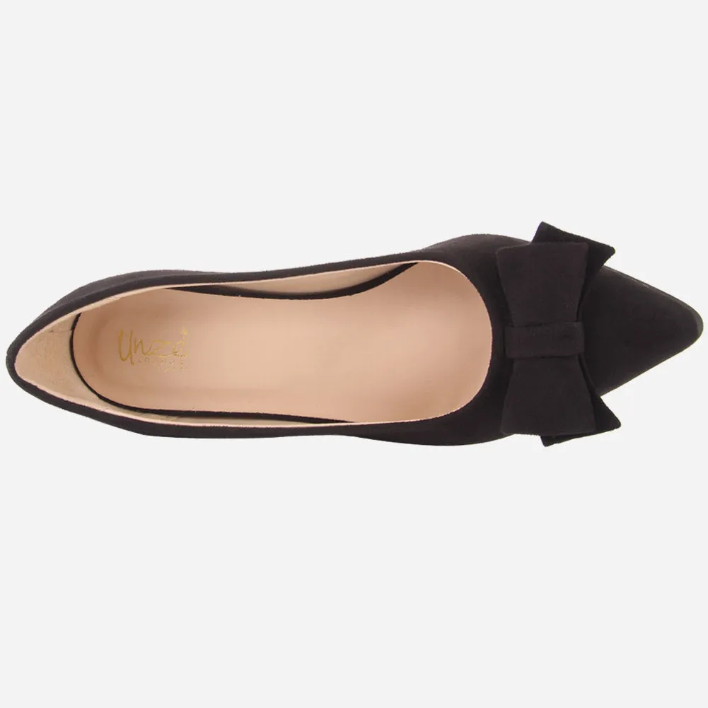 Women "ARAYA" Block Heel Suede Court Shoes